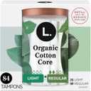 L. Cotton Tampons Light/Regular Absorbency Multipack, Contains an Organic Cotton Core, Made Without Synthetic Pesticides, or Fragrances, 84 Count (2 Packs of 42)