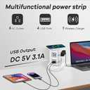 Power Strip Surge Protector, ODOM Power Strip Tower with 15W Fast Wireless Charger, 4 USB Ports + 6 Outlets + 6 Feet Retractable Extension Cord, Multiple Plug Charging Tower for Home Office Dorm