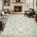 810 Washable Large Area Rugs for Living Room, Floral Soft Rug Non Slip Stain Resistant Carpet for Bedroom Dining Room Kitchen Farmhouse Home DecorBeige Multi 061