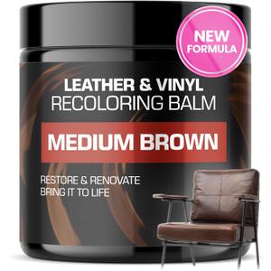 FORTIVO Leather Recoloring Balm, Color Restorer, Scratch Remover, Couch Paint and Repair, Leather Balm for Couches (Medium Brown)