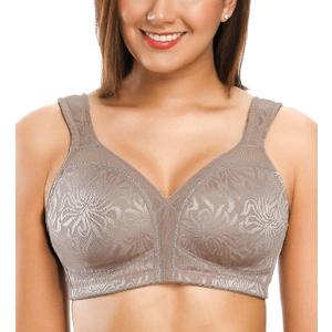 ZeroBound Women's Minimizer Bras Comfort Cushion Strap Wirefree Full Coverage Large Bust Non-Padded Bra (36B, Toffee)