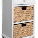happimess Malibu 26" Acacia Wood Storage Nightstand with Drawer, White, 16.14" W x 12.01" D x 25.98" H