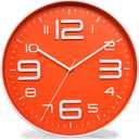 Zaoniy Non-Ticking Silent Quartz Wall Clock with Big 3D Number Modern Design Quiet Sweep Movement Indoor Decorative for Living Room Kitchen Wall Clocks Battery Operated 10-Inch (Orange)
