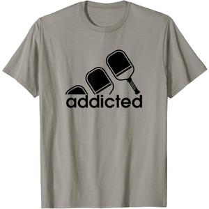 Addicted Pickleball Player T-Shirt (Small, Slate Grey)
