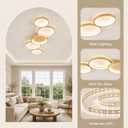 39.37 Inch Modern LED Ceiling Light Fixture, 60W Flush Mount Ceiling Light, 3000K-6000K Adjustable Color Temperature, 5 Ring Design, Gold