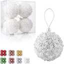 4.25" Christmas Ball Ornaments 4pc Set White Shatterproof Christmas Decorations Tree Balls for Xmas Trees Wedding Party Holiday Decorations Tabletop Small Trees Decoration (White)