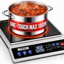 Induction Cooktop Portable Induction Burner Countertop One-Touch Max Power 1800W, 12-Hour Timer Precise Temperature Control Stainless Steel Hot Plate Low-Noise Electric Cooktop for Home-Regular