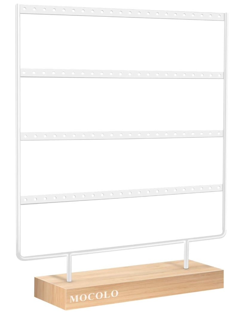 Mocolo Earring Holder Stand, Earring Organizer Display Holder Stand for Hanging Earrings(88 Holes & 4 Layers) (White)