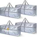 4 Pcs 176 Gallon Extra Large Moving Bags Heavy Duty Storage Bag with Strong Zipper Handle Foldable XXL Jumbo Storage Tote Packing Moving Box for College Dorm Travel Cloth Duffle (Silver)
