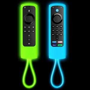 [2 Pack] Firestick Remote Cover, Replacement for FireStick Streaming Media Device |Firesticktv 4k+ 2021 | Fire 4K Max | Fire Stick Lite |Fire Stick Cube | (Sky Blue Glow & Green Glow)
