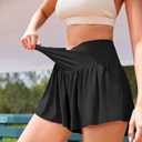 Womens Crossover Athletic Shorts Wide Waistband Flowy Tennis Sports Skorts with Pockets (Black, XL)
