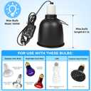 Timer Reptile Deep Dome Light Fixture - 1H/3H/6H/12H Auto On/Off - 5.5 Inch Ceramic Socket Lamp Holder for Heat & UVA UVB Bulbs - Bearded Dragons, Geckos, Turtles - Terrarium Lighting