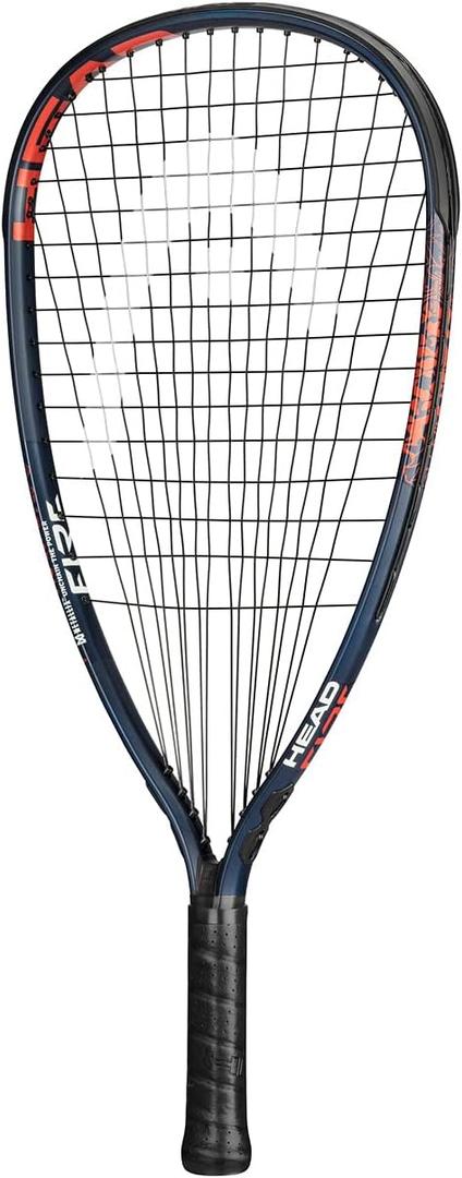 HEAD MX Fire 190 Beginners Racquetball Racket - Pre-Strung Head Light Balance Racquet (Navy/Orange)