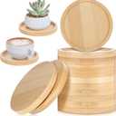 3.3 Inch Small Bamboo Plant Pot Saucers, 20 Pcs Round Plant Coasters Drip Trays DIY Crafts Gifts for Indoor Potted Plants, Tabletop Ceramic Pot, Cup Holders, Table Protectors, Wedding Party Decor
