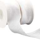 2 Rolls 20 Yards 1 5/8 Inch White Ruffle Trim Ribbon Soild Double Ruffled Edge Chiffon Silk Grosgrain Fabric Trimming Bulk with Spool for Sewing Making Crafts Gift Wrapping Wedding Bouquets