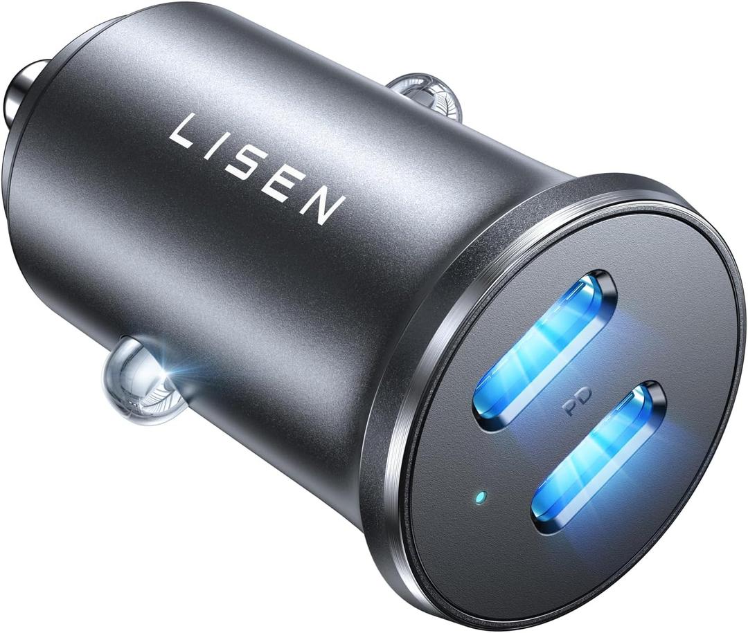 LISEN 90W USB C Car Charger for iPhone 17 Car Charger 40W Fast Charging, 2-Port PD 45W & QC 3.0 Cigarette Lighter USB Charger [All Metal&Mini] for iPhone 17 Air/16/15/14/13 Pro,Samsung Galaxy S26/S25