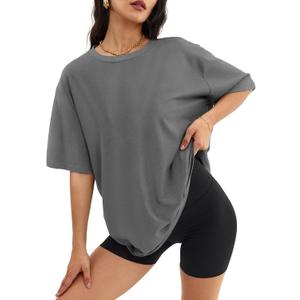 ATHMILE Womens Oversized T Shirts Casual Tee Workout Tops Gym Clothes Summer Loose Fit Short Sleeve Graphics Basic Y2K 2026 (Large, Darkgrey)