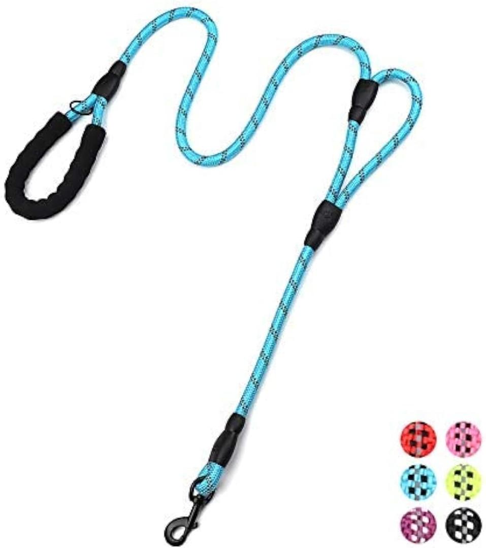 Plutus Pet Rope Dog Leash 6ft Long, Traffic Padded Two Handle, Heavy Duty, Reflective Double Handles Lead for Control Safety Training, Leashes for Large Dogs or Medium Dogs, Dual Handles Leads(Light Blue)