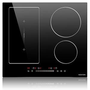 Noxton 24 Inch Induction Cooktop, 4 Burners Electric Cooktop, Upgraded Induction Stovetop with Flex Zone, Power Boost, Pause, 9 Power Levels, Child Safety Lock, Timer, 7200W, 220-240V Hard wire