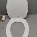 Bemis 7300SLEC Slow Close Toilet Seat, Easy Clean Hinges and Durable Plastic Seat, Made in USA, Elongated, White