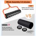 21" Rolling Lawn Aerator, 45 Preassembled Spikes, Only Needs 3-5 Minutes to Assemble, No Looseness, Good Package, 75" Long Handle with Quick Clip Connections, U-Shape Construction - Orange.