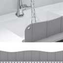 Silicone Sink Splash Guard Water Splash Guard for Kitchen Strong Suction Sink Splash Guard Behind Faucet Kitchen Island Sink Backsplash Guard (19.7L x 2.4W x 5H inches) - Wavy Gray