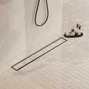 2 x Neodrain 24 in Matte Black Linear Shower Drain- with 2-in-1 Flat & Tile Insert Cover, 304 Stainless Steel Rectangle Shower Floor Drain,Floor Shower Drain