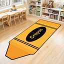 7x3 ft Crayon Classroom Rug Yellow Classroom Carpet Soft Floor Mat Non Slip Cushions Back to School Crayon Playroom Decor for First Day End of The Year Teacher Party Gift School Learning Playing Areas