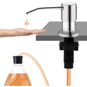Sink Soap Dispenser, Kichen Sink Soap Dispenser, Good Suction Power, 47" Extension Tube kit, Under Sink Soap Dispenser Pump, No Need More Refills Brushed Nickel