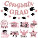 Pink Graduation Decorations 2025, Pink Graduation Party Decorations includes Glitter Congrats Grad Banner Garland, Class of 2025 Hanging Swirls, College or High School 2025 Party
