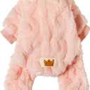 Plush Dog Pajamas for Cold Weather 4 Legged Clothes for Dog Cat Stretchy Puppy Kitten Onesie with Buttons Warm Soft Pet Jumpsuit Winter Coat Pink Medium