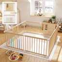 Large Wooden Baby Playpen (8/10 Panel) Shape & Size Adjustable Playpen for Toddlers, Baby Fence Play Yard with Door, Play Pen for Kids Activity Center 63'63'