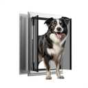 Dog Door for Wall, Energy Efficient French Doggy Door with Aluminum Frame, Telescoping Tunnel, Magnetic Flaps and Sliding Lock Panel, Easy Install for Walls 4"- 7 7/8" Thick, Large (up to 80 lbs)