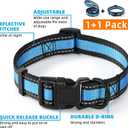 2 x Mile High Life | Reflective Small Medium Dog Collar Leash Set, Adjustable Collar Leash Set (Reflective Edge Blue, Medium (Pack of 2))
