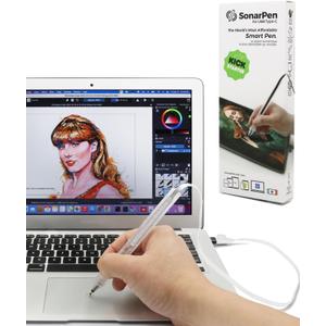 SonarPen (USB C): Battery-Less Pressure Sensitive Stylus Pen, Compatible with iPad/iPhone/Android/Mac/Windows PC and Switch. with Palm Rejection and Shortcut Button. (White)