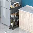 Sooyee 3-Tier Rolling Cart with Wheels, Slim Narrow Storage Cabinet, Under Desk Storage Organizer for Office, Bathroom, Kitchen, Laundry Room, Narrow Places, Black