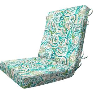 Honeycomb Outdoor Essentials Dining Chair Cushion, 20 x 41, Geneva Paisley Turquoise Cushion for Patio Furniture
