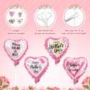 Blueweenly 60 Pcs Mother's Day Heart Foil Balloons with Sticks, Pink Balloon Kit with 60 DIY Mother's Day Stickers (4 Designs), Party Decorations & Gifts for Mom(4 Inch)