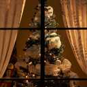 Topfinel Christmas Curtains 84 Inch Length for Living Room 2 Panels Set,Grommet Xmas Decoration Window Curtains with Christmas Tree and Snowflake Print for Bedroom,Set of 2,52x84 Inches Long,White