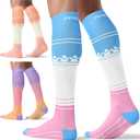 FITRELL 3 Pairs Compression Socks for Women and Men 20-30mmHg-Circulation Support Socks (Small-Medium, Bliss Cream)