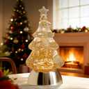 Christmas Snow Globe, Water Glitters LED Lighted Snow Globes Christmas Tree Tabletop Decor - Yellow