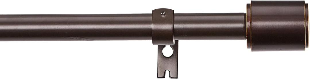 Amazon Basics Adjustable 1-Inch Extendable Curtain Rod for Windows, Cap Finials, 72" to 144", Bronze