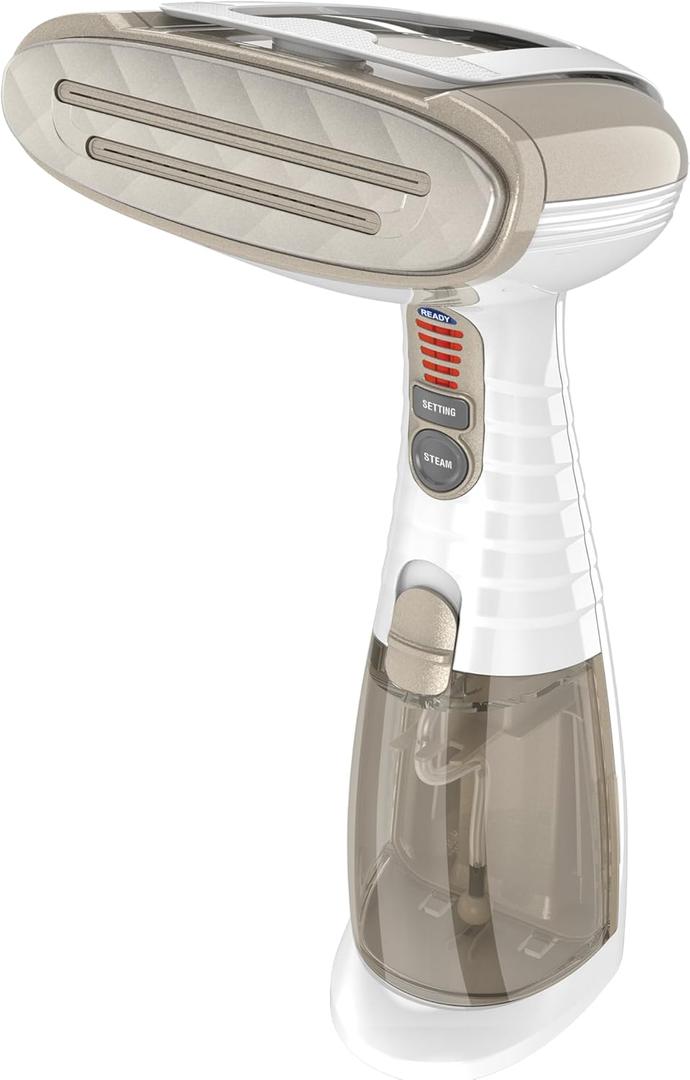 Conair Handheld Garment Steamer for Clothes, Turbo Extreme Steam 1875W Fabric Steamer, Portable Handheld Design, Strong Penetrating Steam, White/Champagne