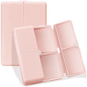 FYY Daily Pill Organizer, 7 Compartments Portable Pill Case Travel Pill Organizer,[Folding Design] Pill Box for Purse Pocket to Hold Vitamins,Cod Liver Oil,Supplements and Medication-Pink (Small (1 Piece))
