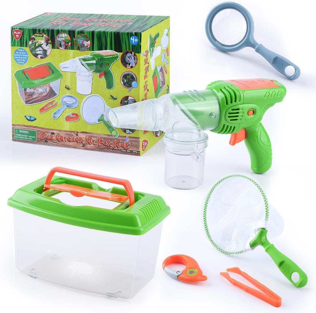 PLAY Bug Catcher Kit,Outdoor Toys for Kids Ages 4-8 8-12,Bug Catcher Vacuum with Critter Habitat Case,Butterfly net,Magnifying Glass,Toddler Outside Toys for 3 4 5 6 7 8+ Year Old Boys Birthday Gift