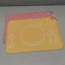 Silicone Baby Placemat, Kids Placemats for Dining Table, Montessori Place Mat, Waterproof Table Mat for Toddler, Set of 2 (Beige+Powder)