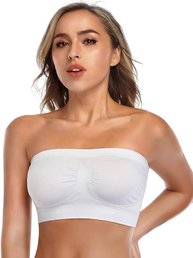 Strapless Comfort Wireless Bra with Slip Silicone Bandeau Bralette Tube Top, M