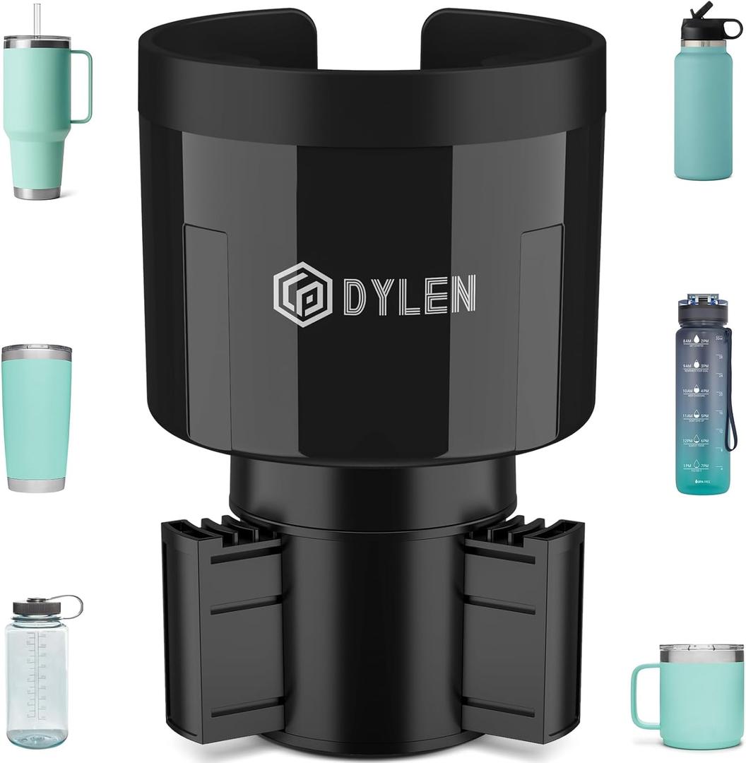 DYLEN Car Cup Holder Expander, Cup Holder Extender Adapter for Car with Expandable Insert, Compatible with Yeti 20/26/30oz, Hydroflask 32/40oz, Large Water Bottles in 3.0"-4.1"