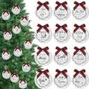Soaoo 48 Pcs Christmas Bible Verses Ornaments Christmas Wooden Hanging Sign with Buffalo Plaid Bow and Ropes for Xmas Tree Religious Christian Gifts Church Supplies Home Decor (White)