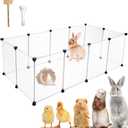12 Panels Pet Playpen 16x12 Bunny Pen Rabbit Cage Pet Fence Indoor DIY Plastic Enclosure for Guinea Pigs, Bunny, Hamsters, Hedgehogs (Clear)